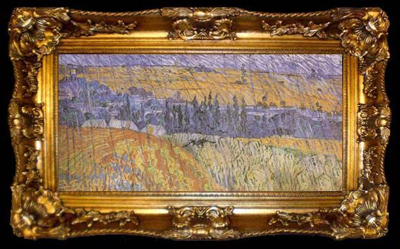 framed  Vincent Van Gogh Landscape at Auvers in the  Rain (nn04), ta009-2